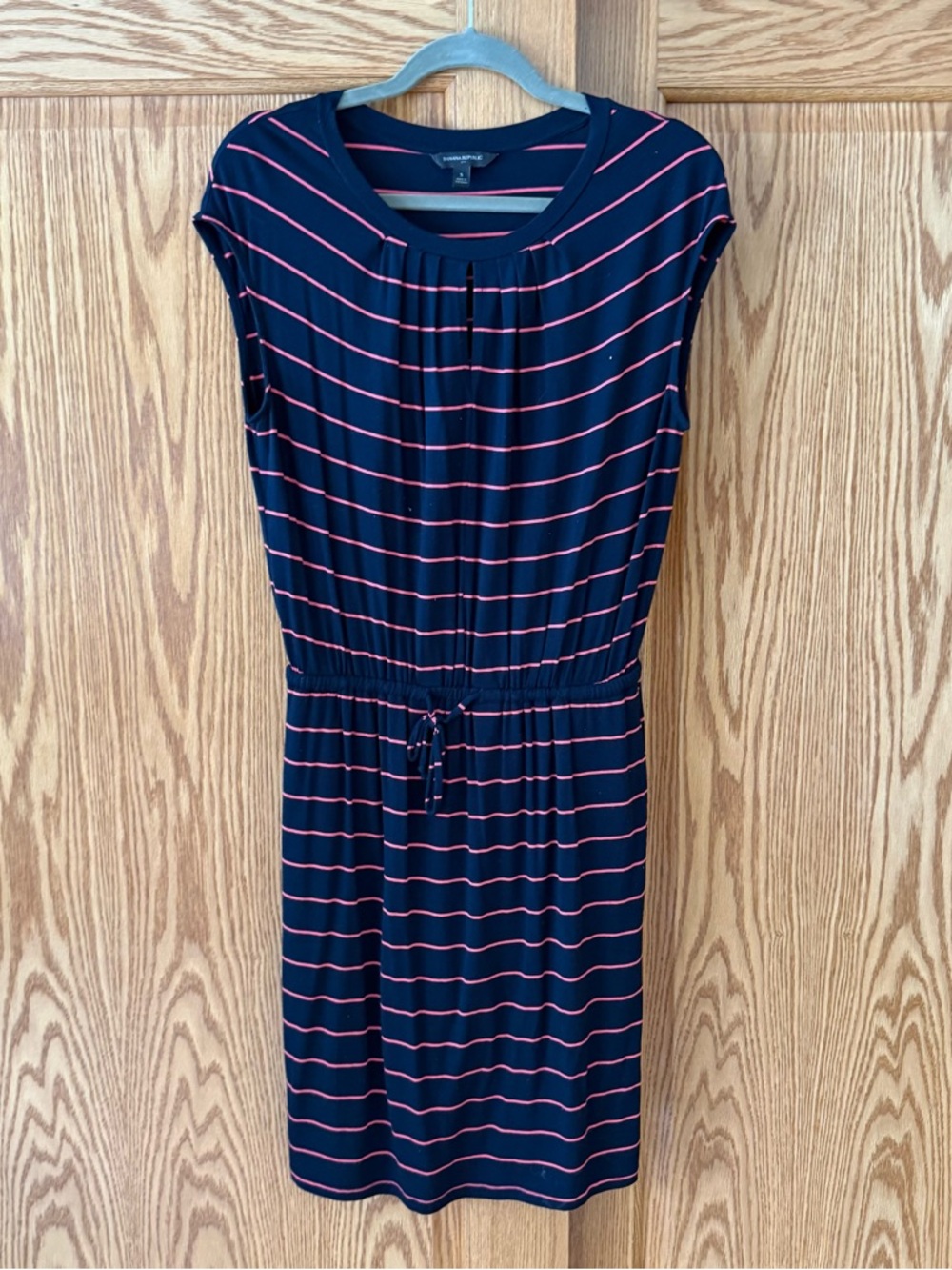 Banana Republic Navy Dress with Pink Stripes - Drawstring Waist
